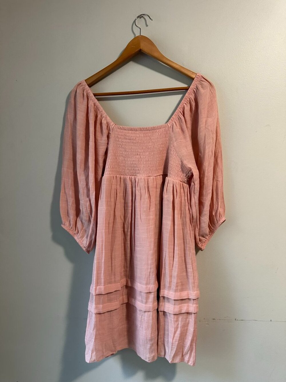 J Gee Pink Crochet Lace Puff Sleeve Boho Cottagecore Dress Petite Small - Picture 3 of 9